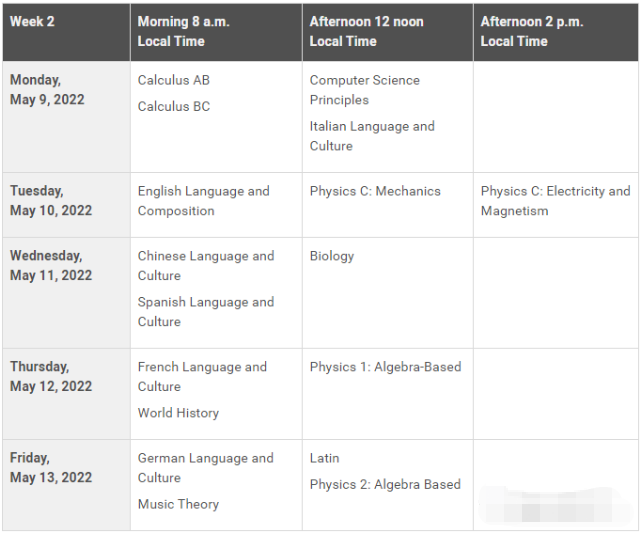 2022年ap考试时间是怎么安排的?