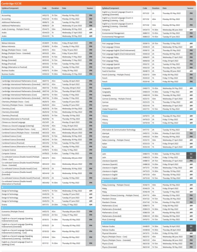 2022夏季三大考试局IGCSE/A-Level考试时间安排！