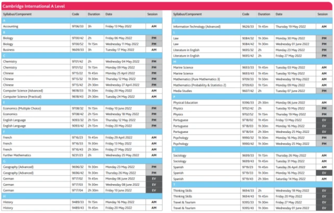 2022夏季三大考试局IGCSE/A-Level考试时间安排！