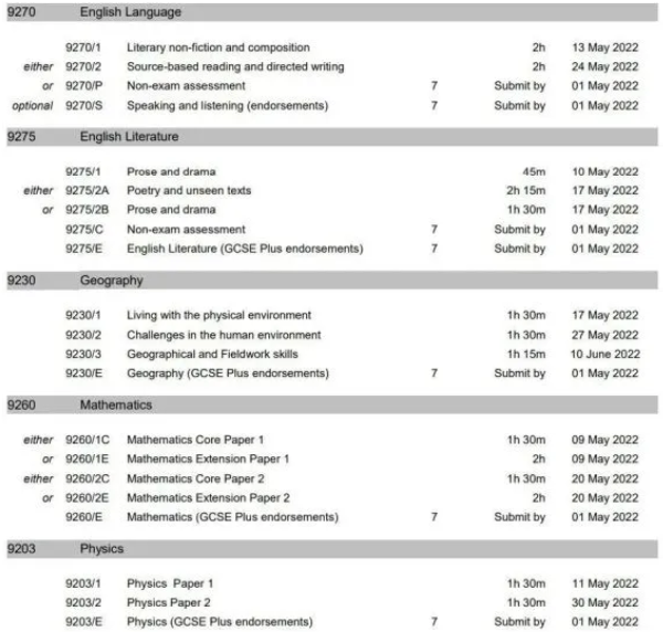 2022夏季三大考试局IGCSE/A-Level考试时间安排！