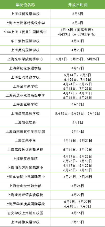 2022上海国际学校秋招开放日信息汇总！