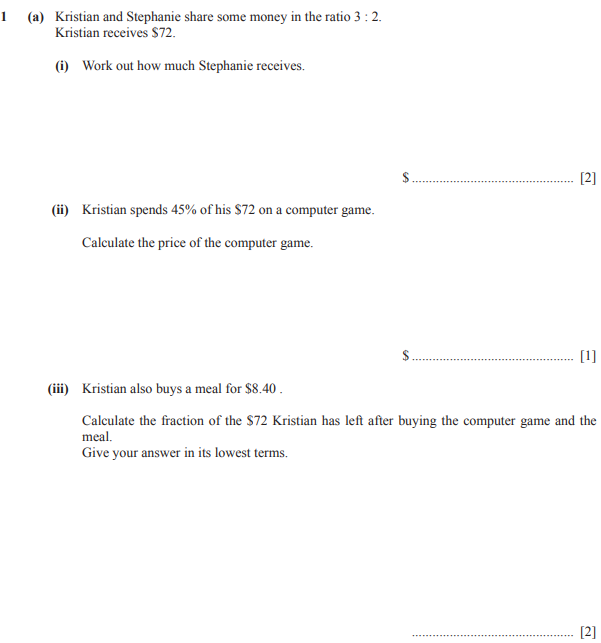 IGCSE数学真题试卷及答案