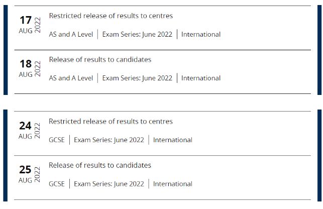 2022年IGCSE考试成绩什么时候出？