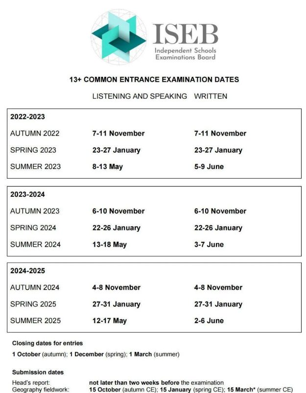 2023年至2025年ISEB 11+考试时间安排来啦！