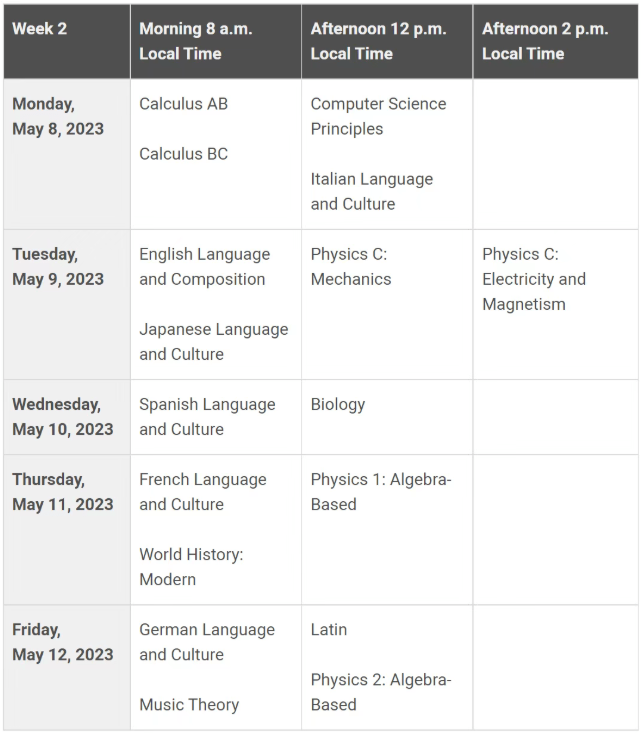 2023年AP考试时间表完整版汇总，赶紧收藏！