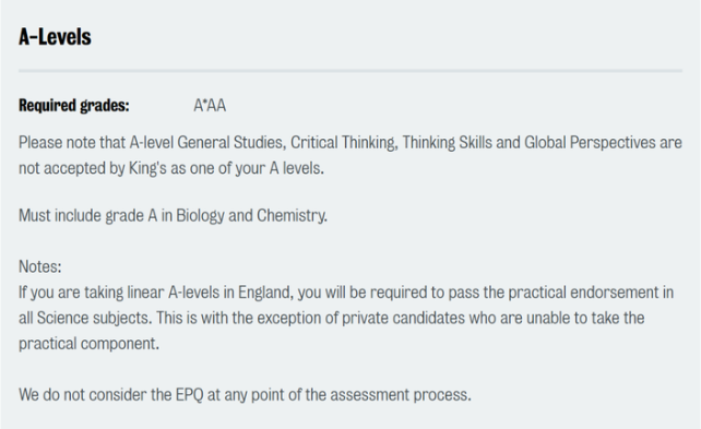 2023年伦敦大学国王学院A-level成绩要求多少？