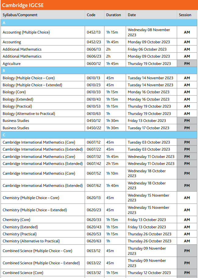 快讯！2023年IGCSE秋季考试时间表已发布！