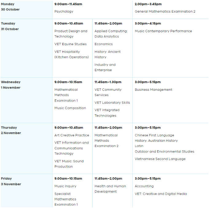 2023年澳洲VCE考试时间是怎么安排的？