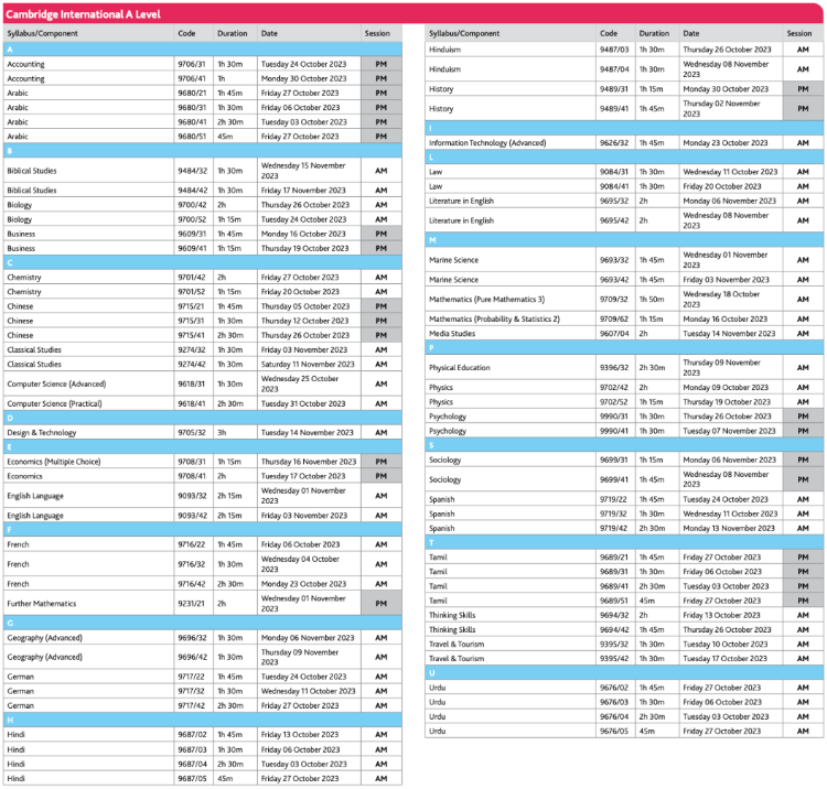 2023年A-level/IGCSE秋季报名及考试时间汇总！