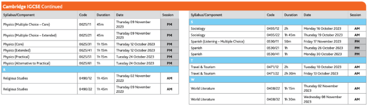 2023年三大考试局IGCSE秋考时间安排表汇总！