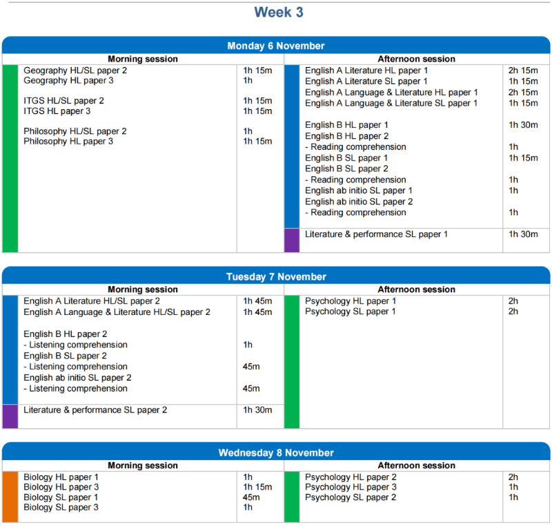 2023年11月IB考试各科时间安排表汇总！