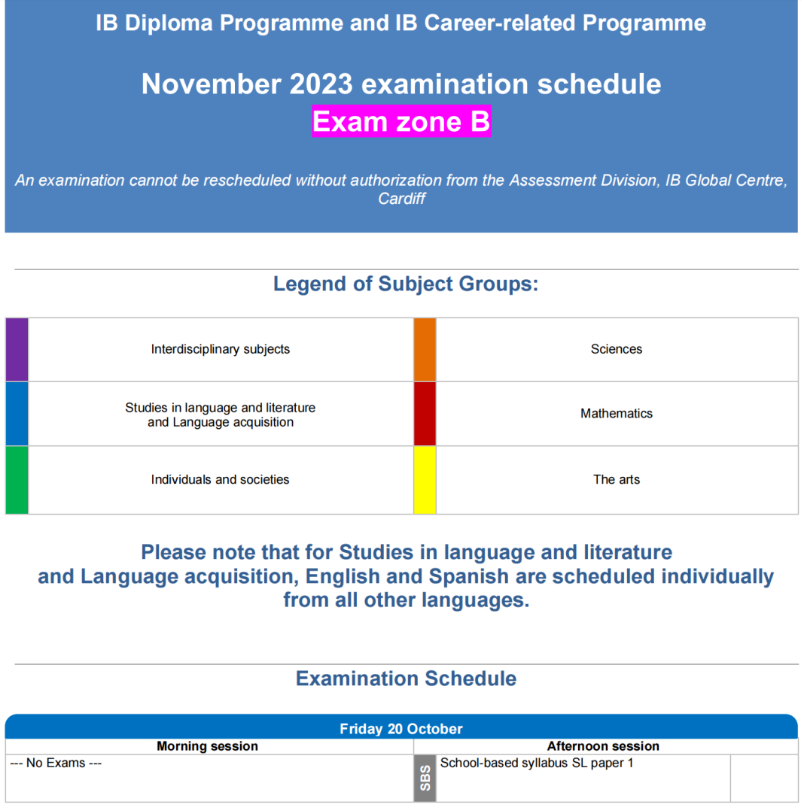 2023年11月IB考试各科时间安排表汇总！