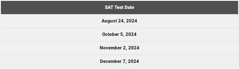 2024年SAT考试时间