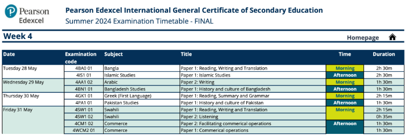 2024年05月爱德思IGCSE考试时间安排