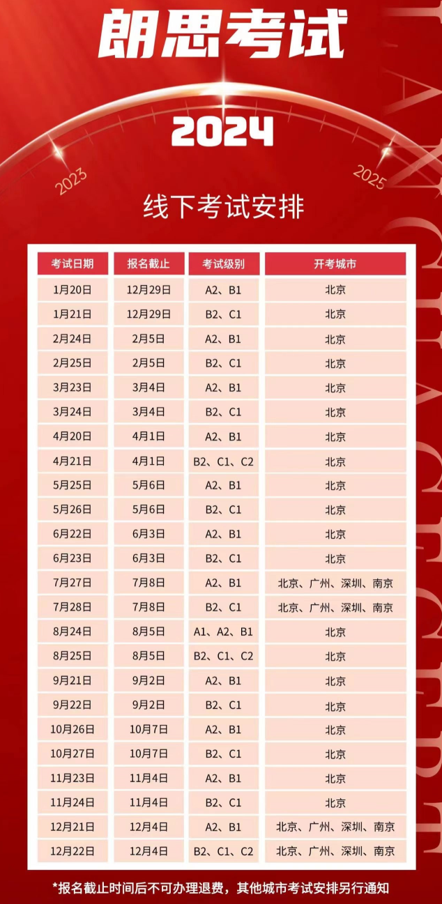 2024朗思英语考试时间是什么时候？