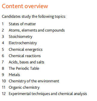 IGCSE化学课程内容