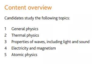 IGCSE物理课程内容