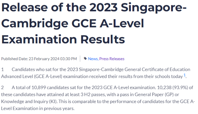 2023年新加坡A-level考试放榜！通过率达破纪录达到93.9%！
