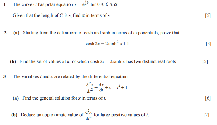 A-level进阶数学考试真题