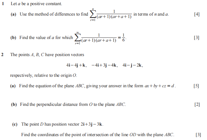 A-level进阶数学考试真题