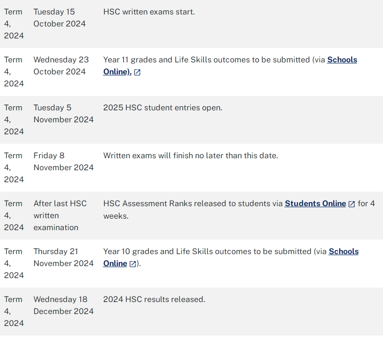 2024年澳洲高考HSC考试时间安排公布！