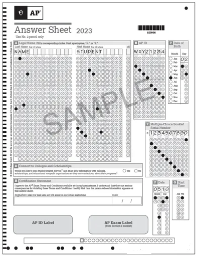 AP答题卡样例