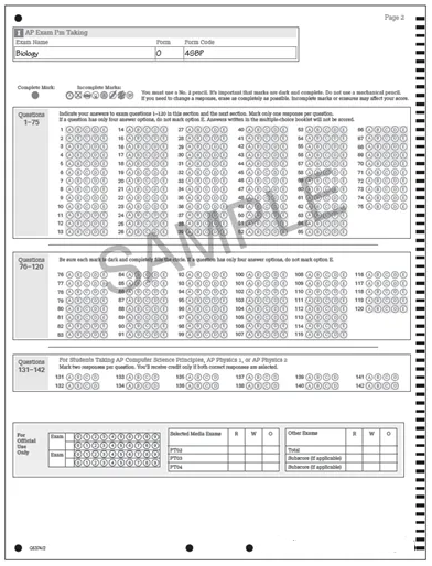 AP答题卡样例