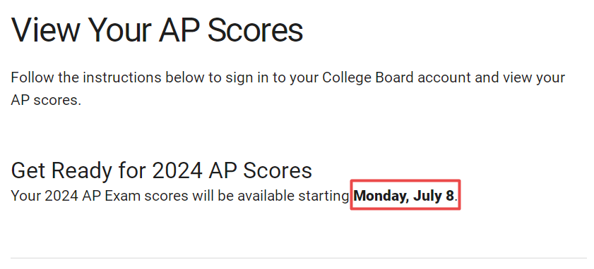 2024年AP成绩什么时候出分？