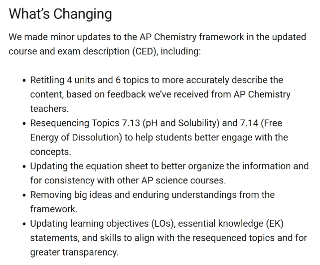 AP化学考试改革详情